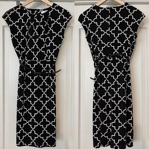 Charter Club Size 2 Petite Black & White Dress w/Belt